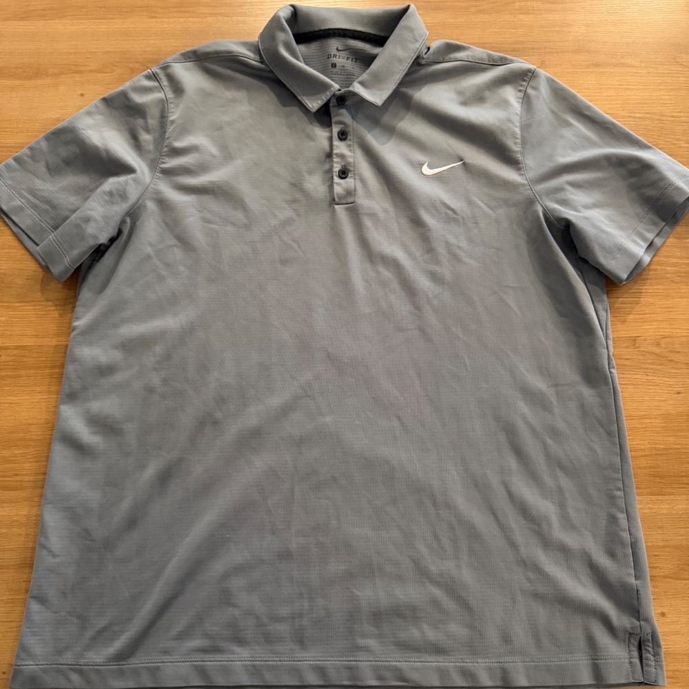 Nike Dri-FIT Polo Shirt Mens XL Gray Short Sleeve Golf Performance Top
